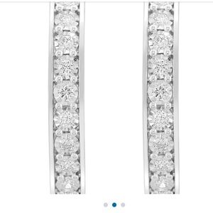 Effy Silver Diamond Hoop Earrings